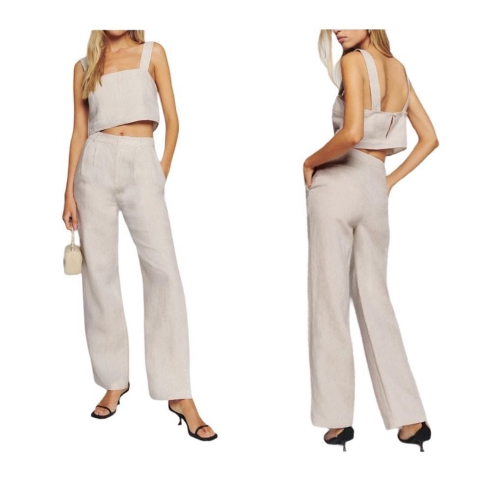 Reformation Olivia linen two-piece set NWT size 12 from Anthropologie $278 - Picture 2 of 9
